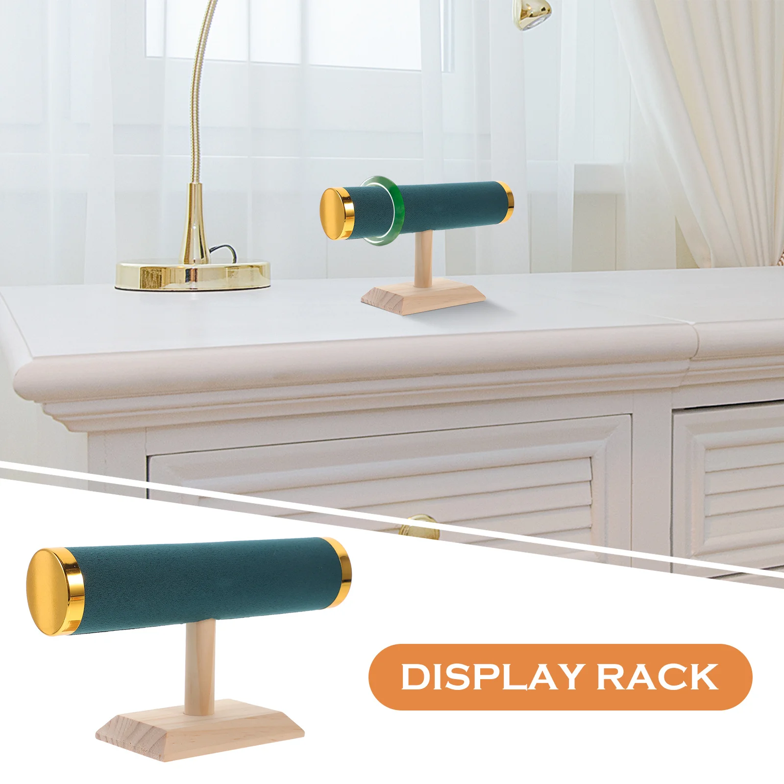 الصلبة الخشب مجوهرات عرض الرف T على شكل سوار حامل للساعات أساور Scrunchies سطح المكتب المنظم الوقوف