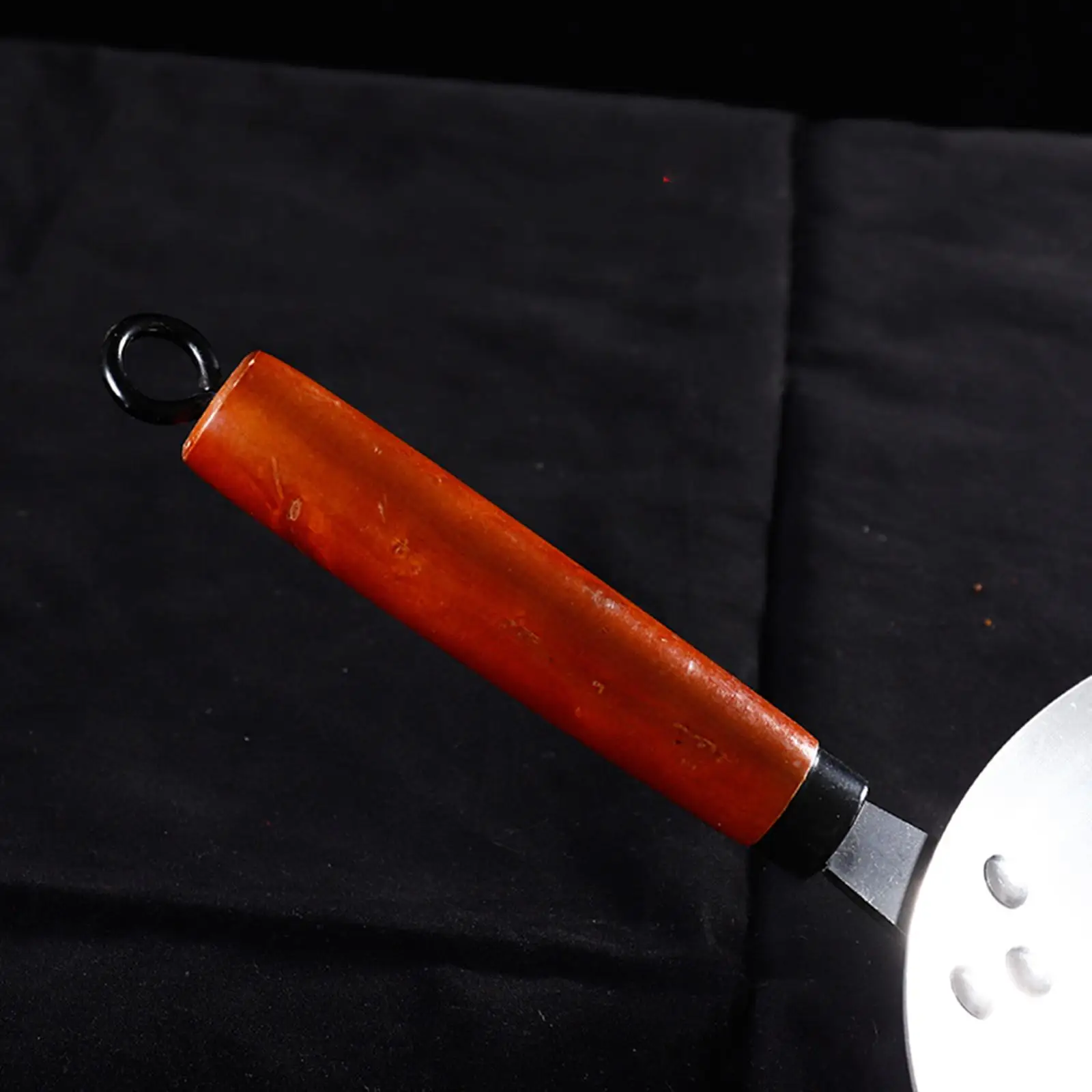 Sugar Melting Pot Wok with Wooden Handle Metal Pan Melt Pan for Candied Haws Cooking Commercial