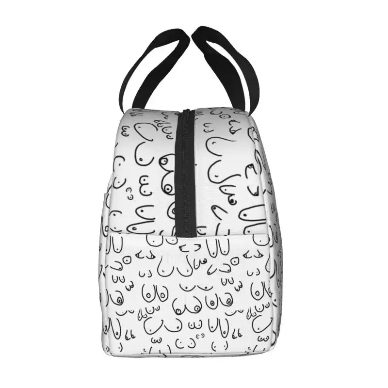 Cute Boobs Linework Line Art Lunch Box per le donne Cooler Thermal Food Insulated Lunch Bag Kids School Children Picnic Tote Bags