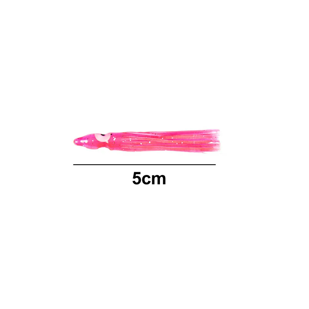 Señuelo de pesca de pulpo suave, cebo Artificial de faldas de calamar, cebos luminosos, 12cm, 10 unidades por lote