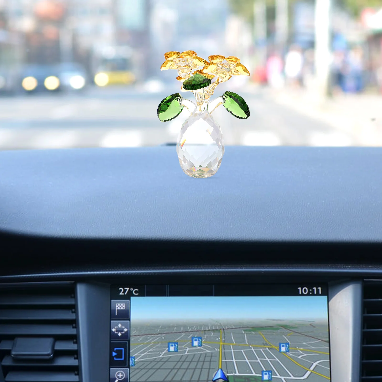 

1Pcs Crystal Sunflower Adornment Wedding Scene Props Interior Design Brighten Room Crystal Sunflower Ornament Desktop Decor