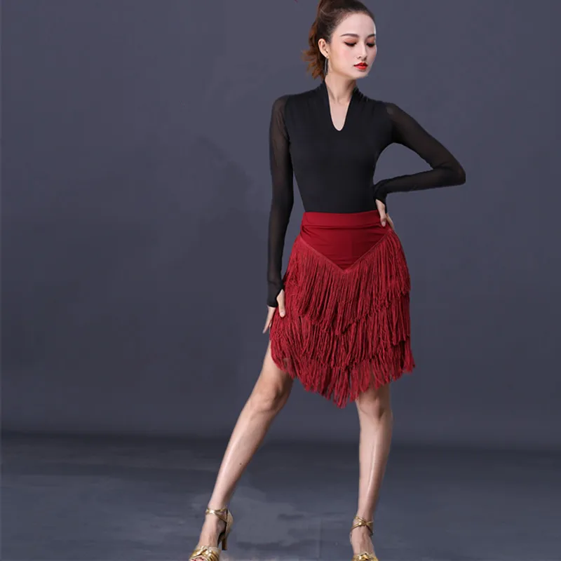 Latin Dance Rok Nieuwe Training Kleding Volwassen Halve Lengte Rok Franje Rok Lagere Kleding Wedstrijd Prestatie Kleding