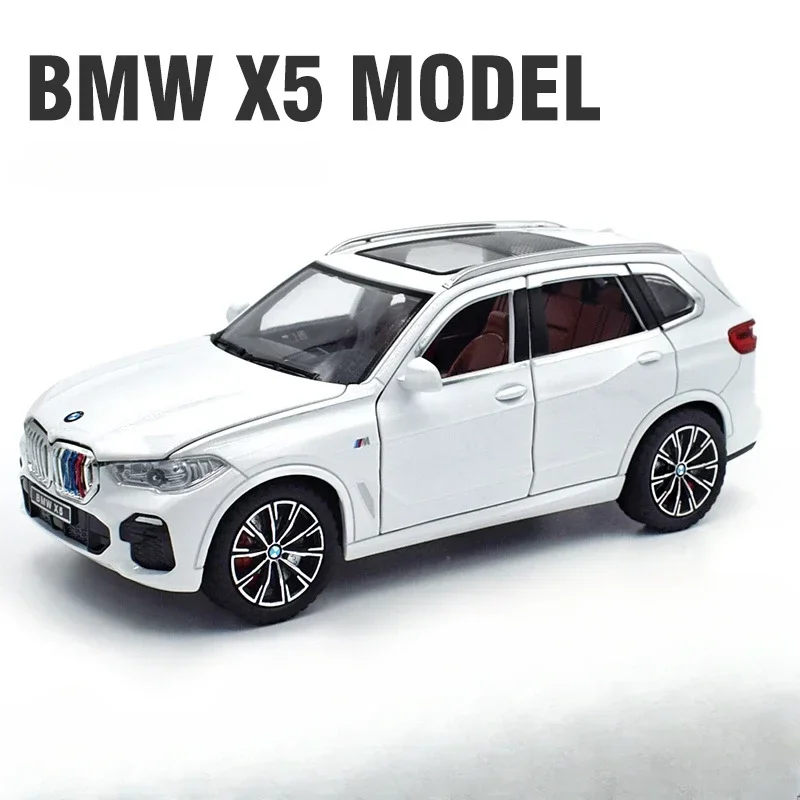 Diecast 1:24 Scale BMW X5 SUV Alloy Car Model Collective Metal Voiture Miniature Home Decor Car Toy Boys Gift Sound Light