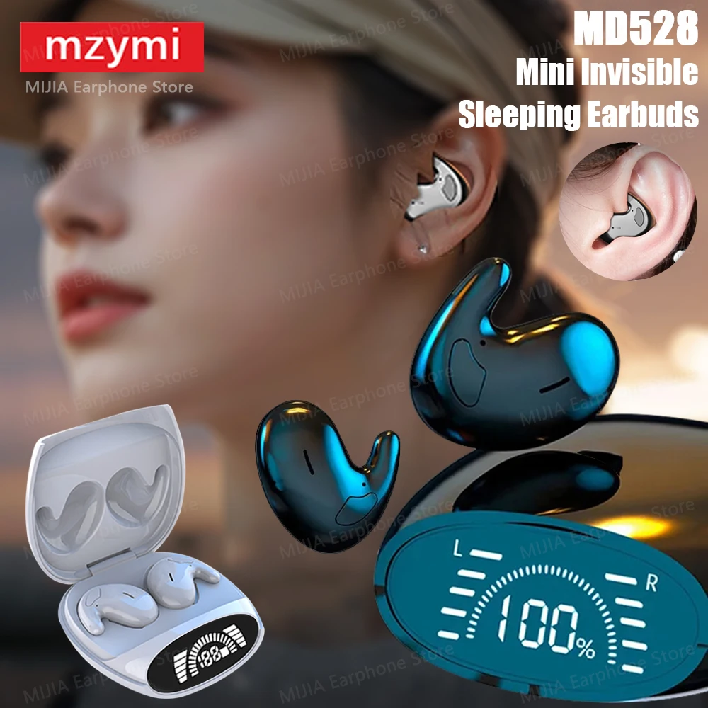 

mzymi Wireless Earphone MD528 Ultra-thin In Ear Sleeping Earbuds Mini Invisible Headset Noise Cancelling Headphone For XIAOMI