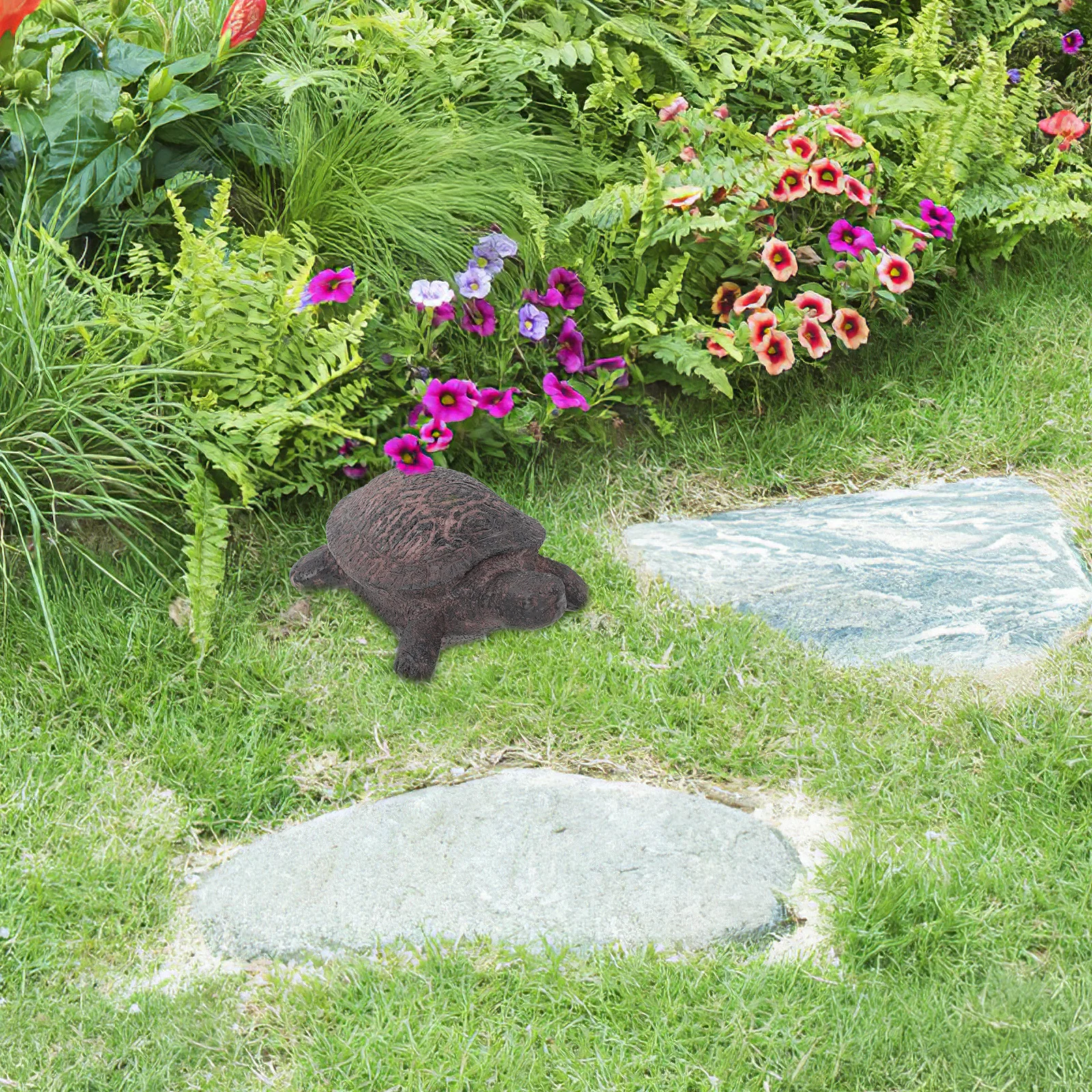 حامل مظهر مزيف من الراتنج على شكل سلحفاة بحرية للحديقة الخارجية وصندوق تخزين للحديقة المزخرفة #6