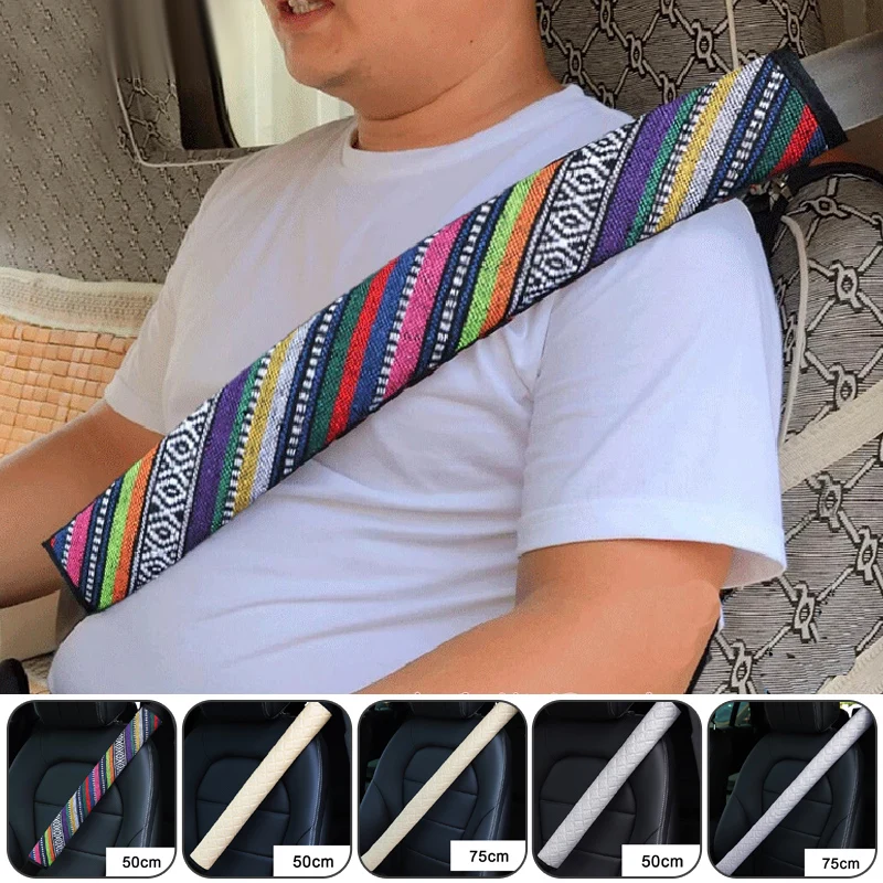 Car Seat Belt Cover Shoulder Pad Extended Breathable Linen Multicolour Bus Truck Extended Insurance Belt Covers Interior Access