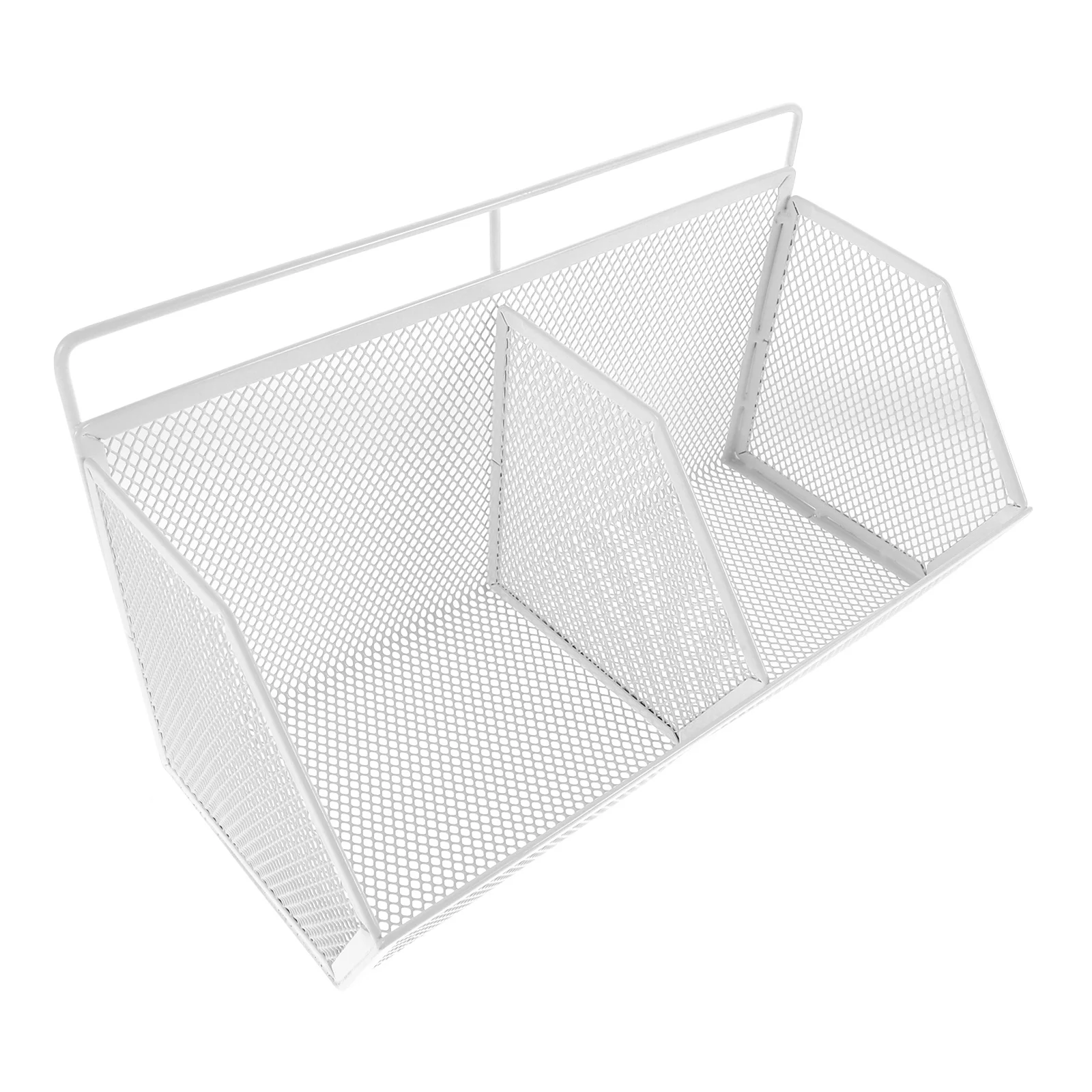 Organizzatore da scrivania in metallo bianco a 2 scomparti Porta documenti inclinato Selezionatore di carta multifunzionale per file desktop da ufficio