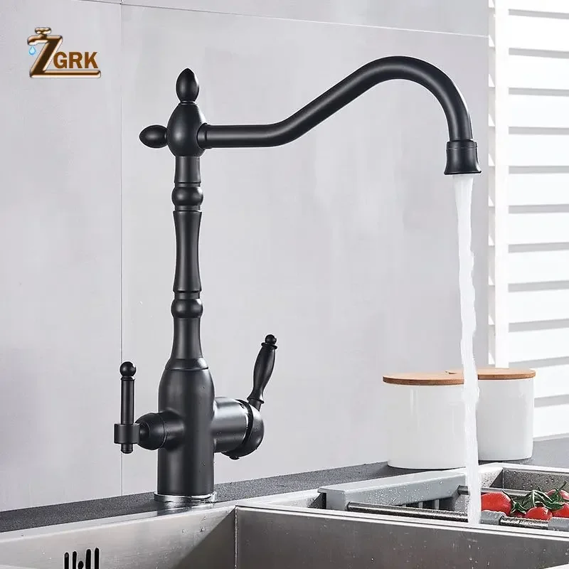 Brass Kitchen Faucet Cold and Hot Mixer Faucet Water Purifier for Direct Drinking Three-in-one Basin Sink Tap Rotating Faucets