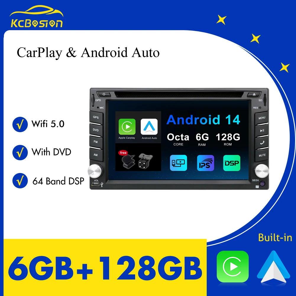 6G + 128GB DVD CD-Player Autoradio Auto Multimedia Player Universal GPS Head Unit Drahtlose Carplay