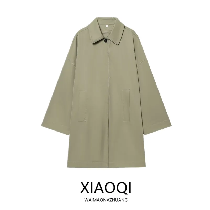 Spring 2026 Women's Loose Long Sleeve Turn-down Collar Windbreaker Jacket New Arrival Versatile Outerwear Comfortable Fit Coat