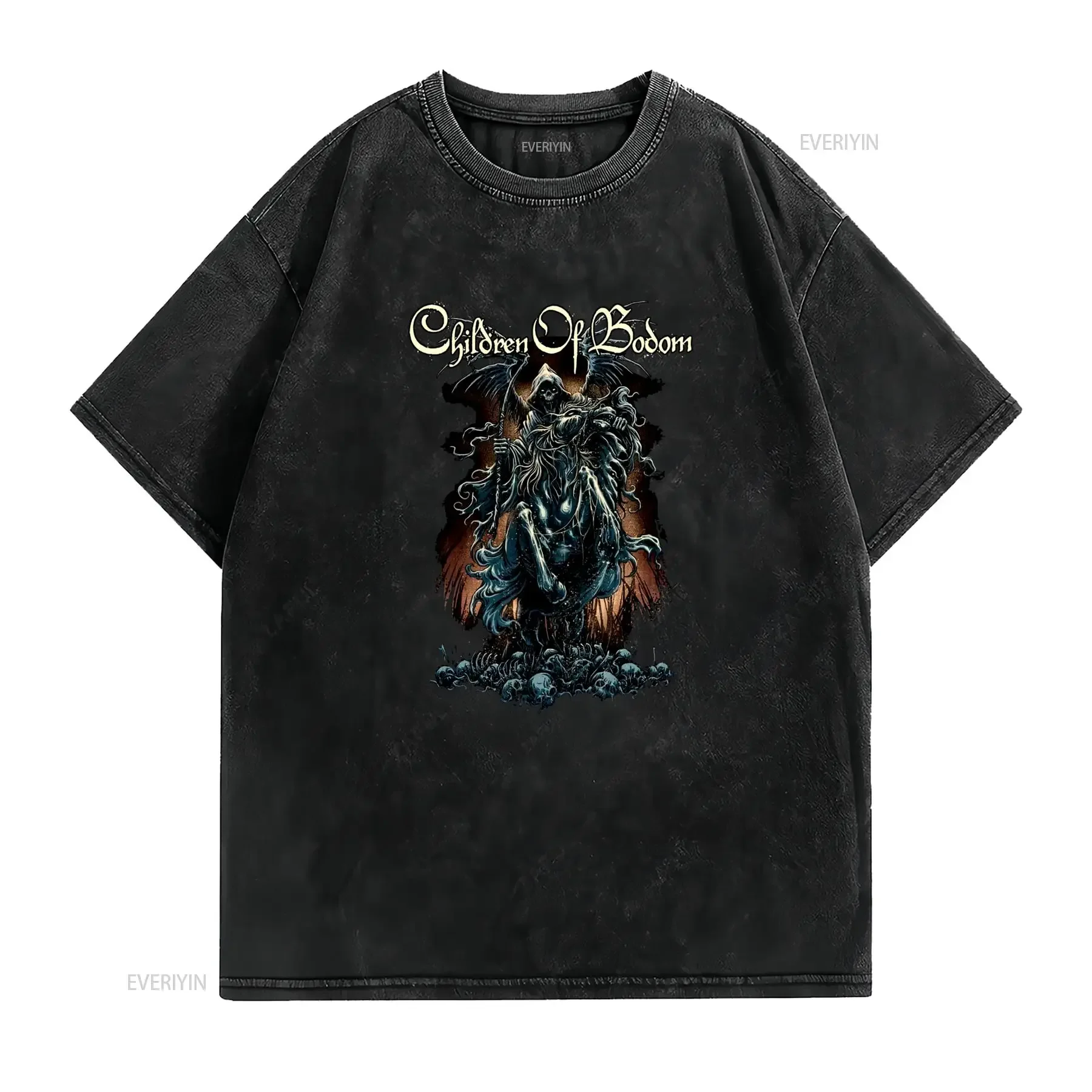 T shirt ufficiale dei Children of Bodom Logo gotico metallico con scritta Knight lavabile in lavatrice girocollo stile vintage