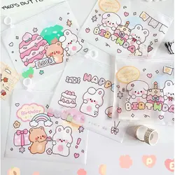 10pcs Cartoon South Korea Multi Use Cute Snacks with Loop Zipper Bag Girl Heart Little Bear Jewelry Candy Mask Storage Bag