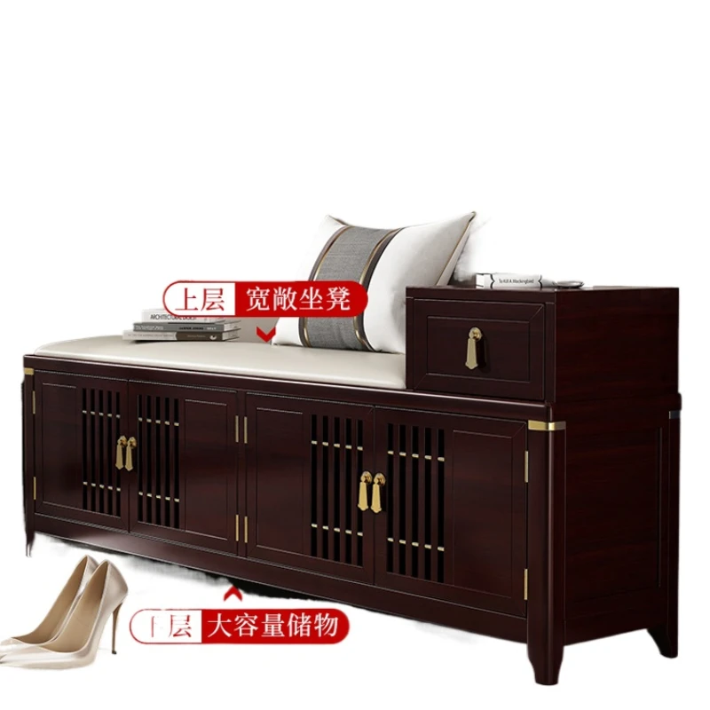 

XL New Chinese Style Solid Wood Shoe Changing Stool Home Footstool Drawer Storage Storage Short Stool