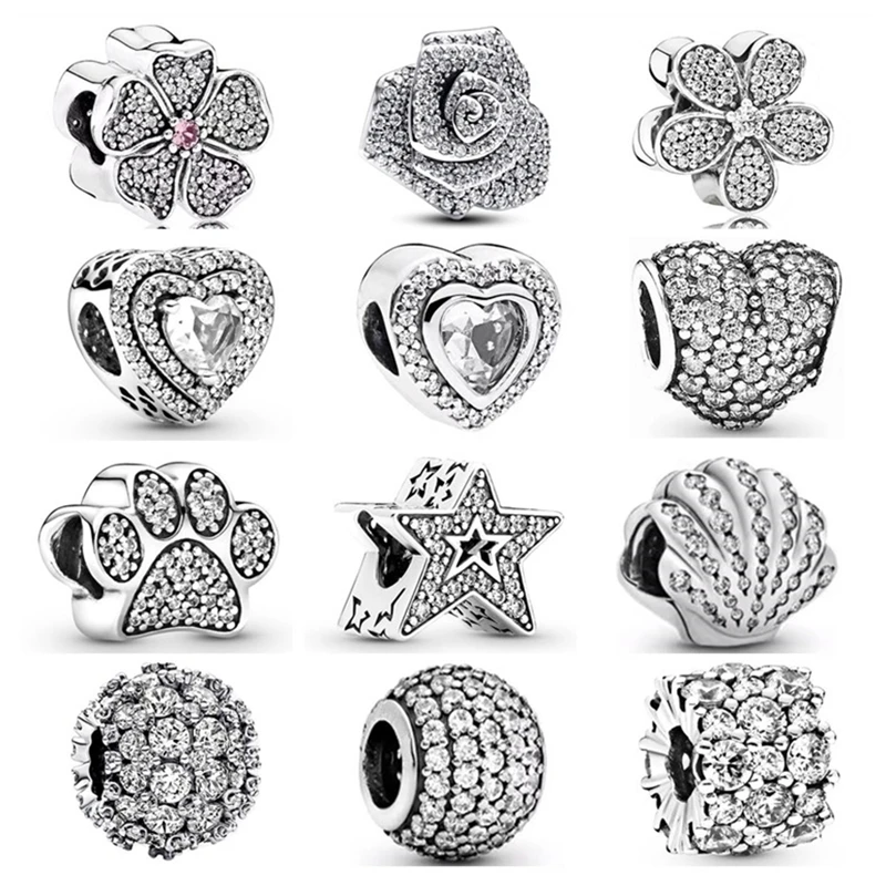 Miniso واضح البريق Pavé سحر رائعة الخرزة تناسب الأوروبية الأصلية الفضة سوار الإسورة DIY مجوهرات هدية الملحقات