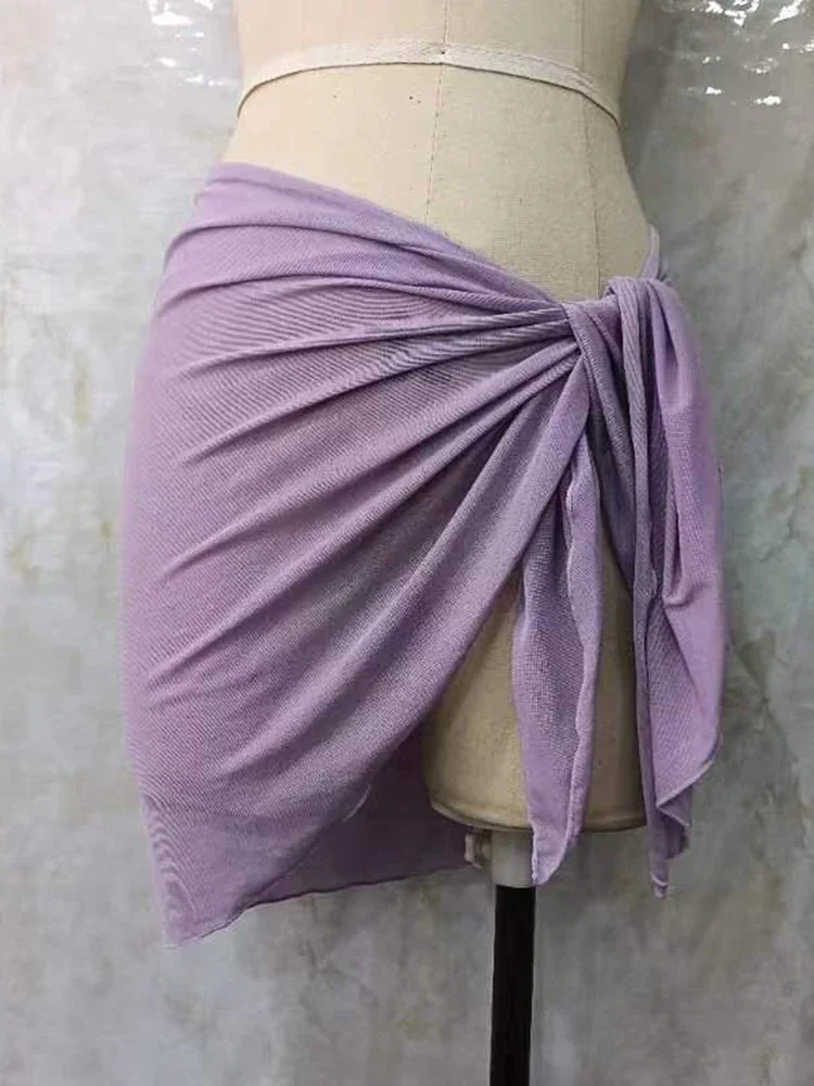

New Beach Wrap Skirt Women Swimsuit Cover-Ups Mesh See Through Beach Shawl Summer 2025 New Fashion Holiday A Piece of Cloth