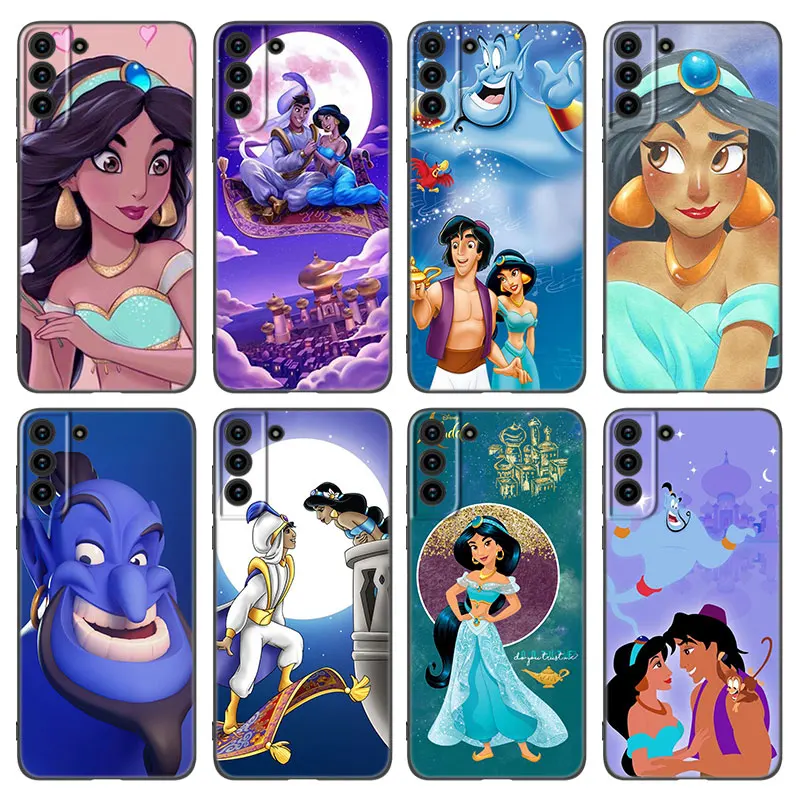 Aladdin And Princess Jasmine Phone Case For Samsung Galaxy S23 S21 S20 FE S24 S22 Ultra S10E S10 S9 S8 Plus Black Silicone Cover