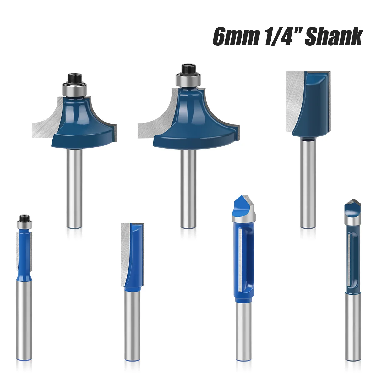 Juego de brocas para enrutador de vástago de 6mm y 1/4 pulgadas, herramientas de carpintería de carburo de tungsteno, caja de cala de esquina redonda recta, 1 ud.