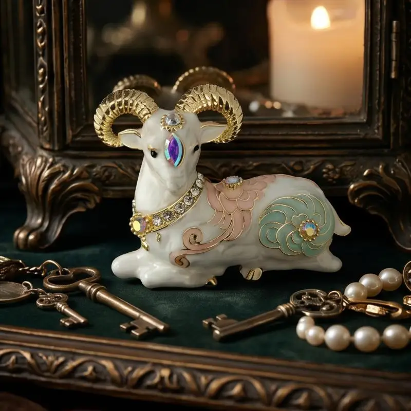 (BF06)Vintage Rhinestones Setting Goat Brooches For Women Unisex Year Of The Sheep Animal Brooch Pin New Year Gifts
