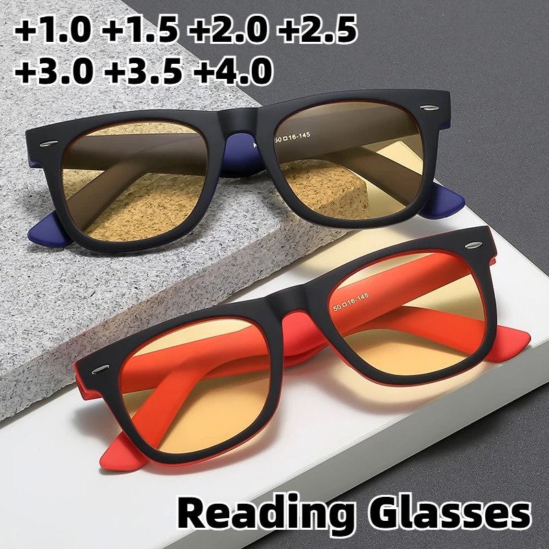 

2026 New Square-Frame Night Vision Presbyopia Glasses Unisex High-Definition Anti-Blue Light Reading Eyewear +1.0 To +4.0