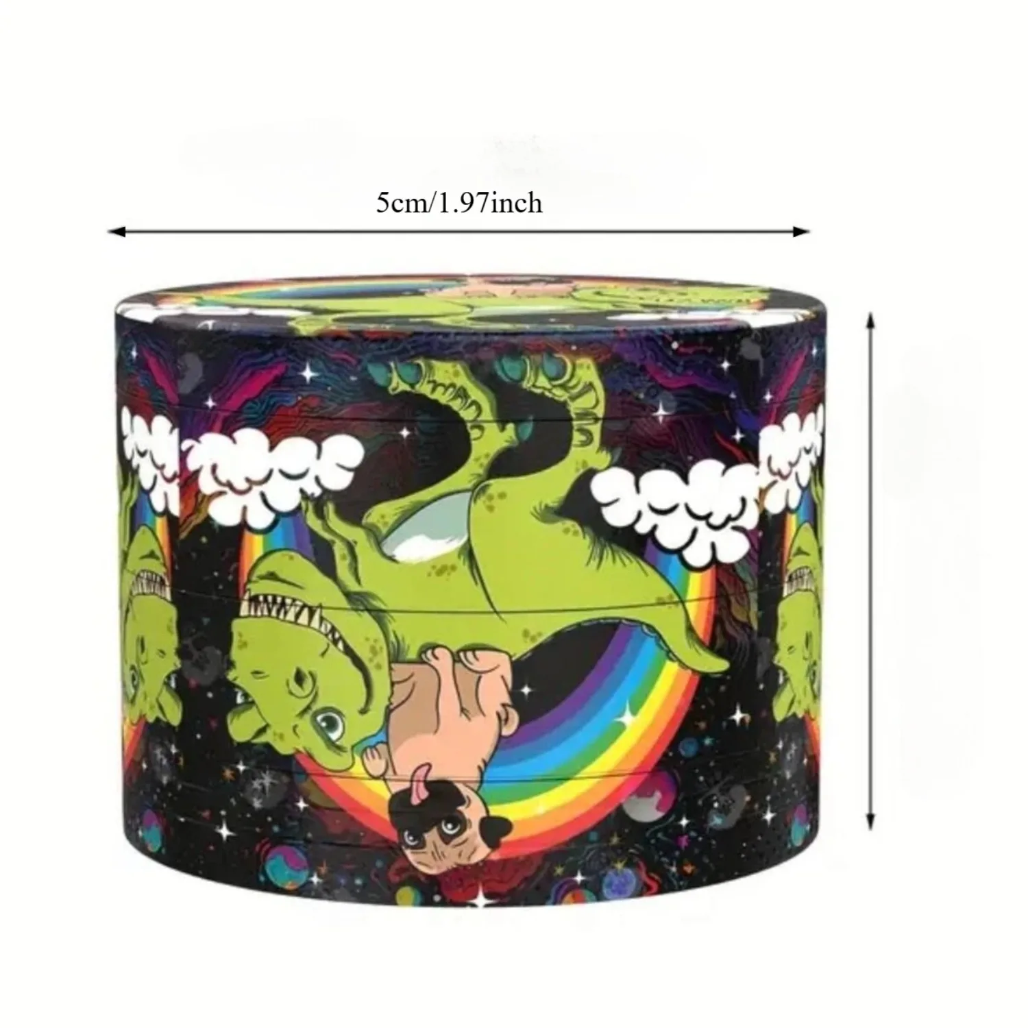 2-inch/50mm Dinosaur and Dog Themed Metal Grinder with Pollen Collector Closet and Scraper, Tobacco Grinder