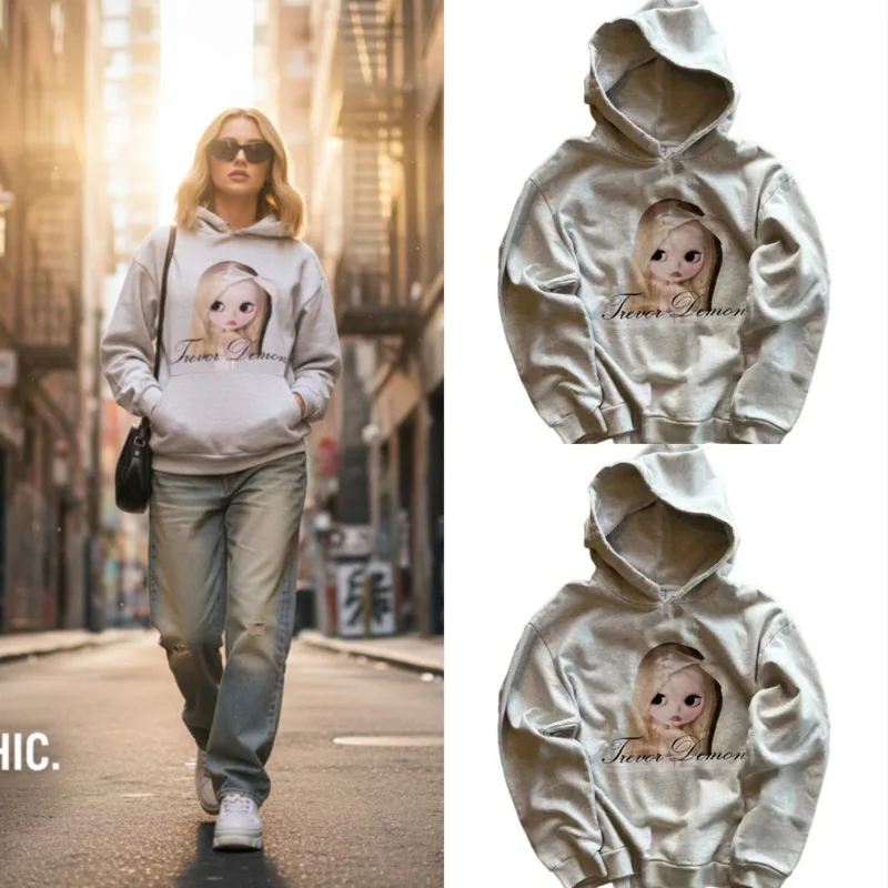 

Gothic Y2K Cute Doll Graphic Hoodie Women Oversized Letter Print Harajuku Sweatshirt Pullover Casual Autumn Streetwear Top New