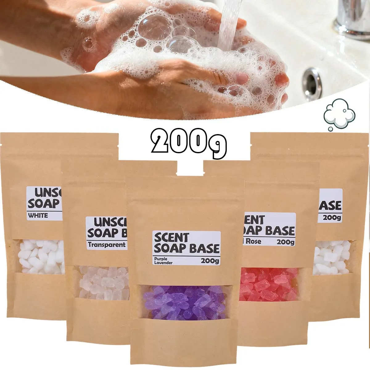200g Duftseife Basis Glycerin Schmelzeife Machen Ziegenmilch Lavendel Rose Transparente feuchtigkeitsspendende Seife Basismaterial Großhandel