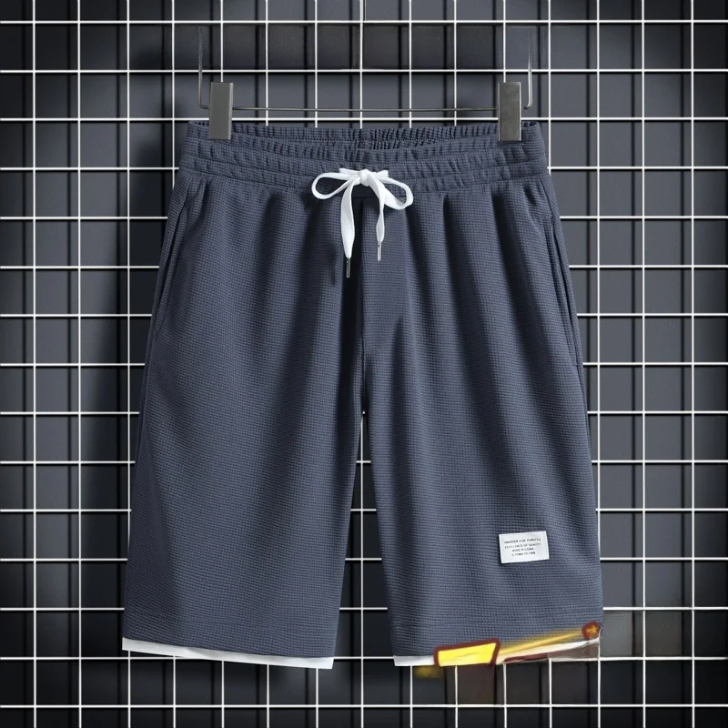 

Мужские летние повседневные шорты свободного кроя, модные, с низкой талией, прямые, укороченные, молодежные, спортивные, длиной до колена