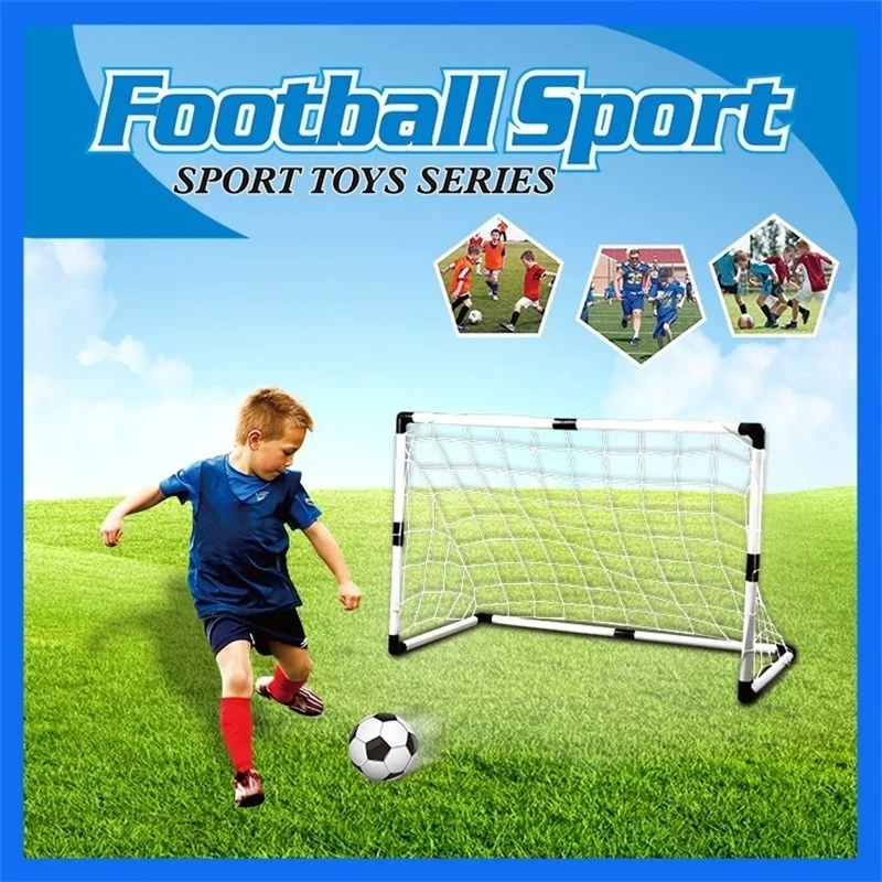 2In1 Mini Football Soccer Ball Goal Folding Post Net + Pump Kids Sport Indoor Outdoor Games Toys Kids