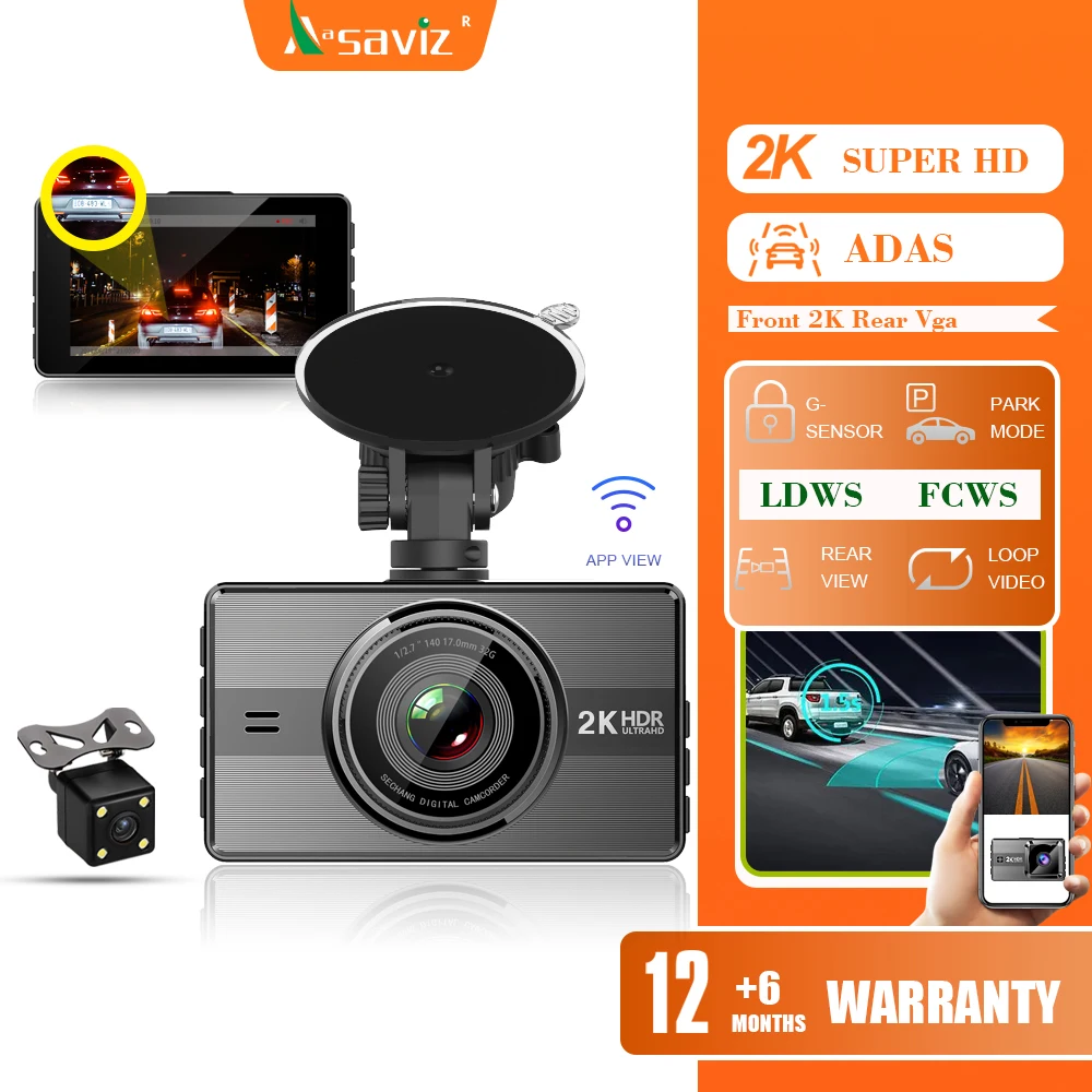 

Rear View Mirror Dash Cam For Car Camera UHD 2K WIFI Dual Lens Front and Rear 11 Inch IPS Touch Screen Night Vision