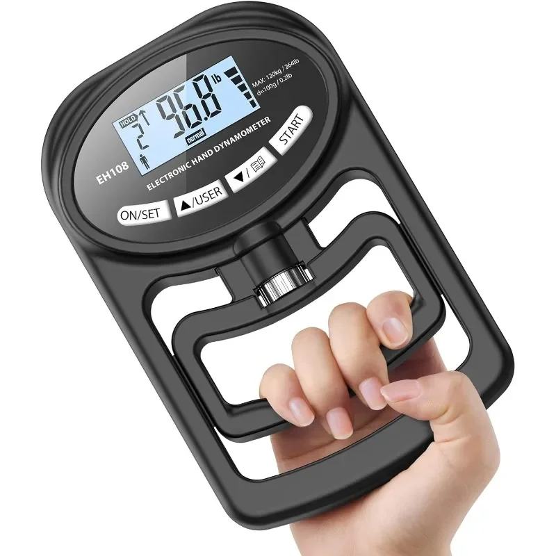 Grip Strength Tester Electronic Tester 396Lbs/180Kg Digital Dynamometer Grip Strength Meter USB LCD Screen Hand Dynamometer