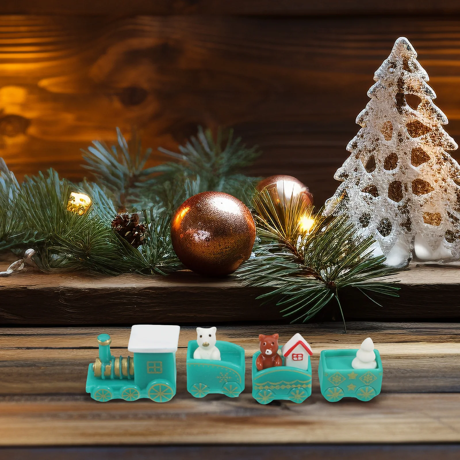 

24pcs Snowman Decoration Kit Mini Christmas Train Set Resin Figurines Diy Craft Ornament Desktop Holiday Decorations Family