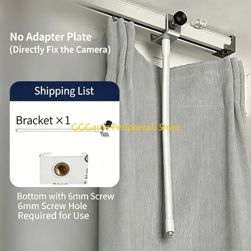 U55B Curtain Track Camera Mount 1/4 Inch Screw Discreet Security Bracket for Home