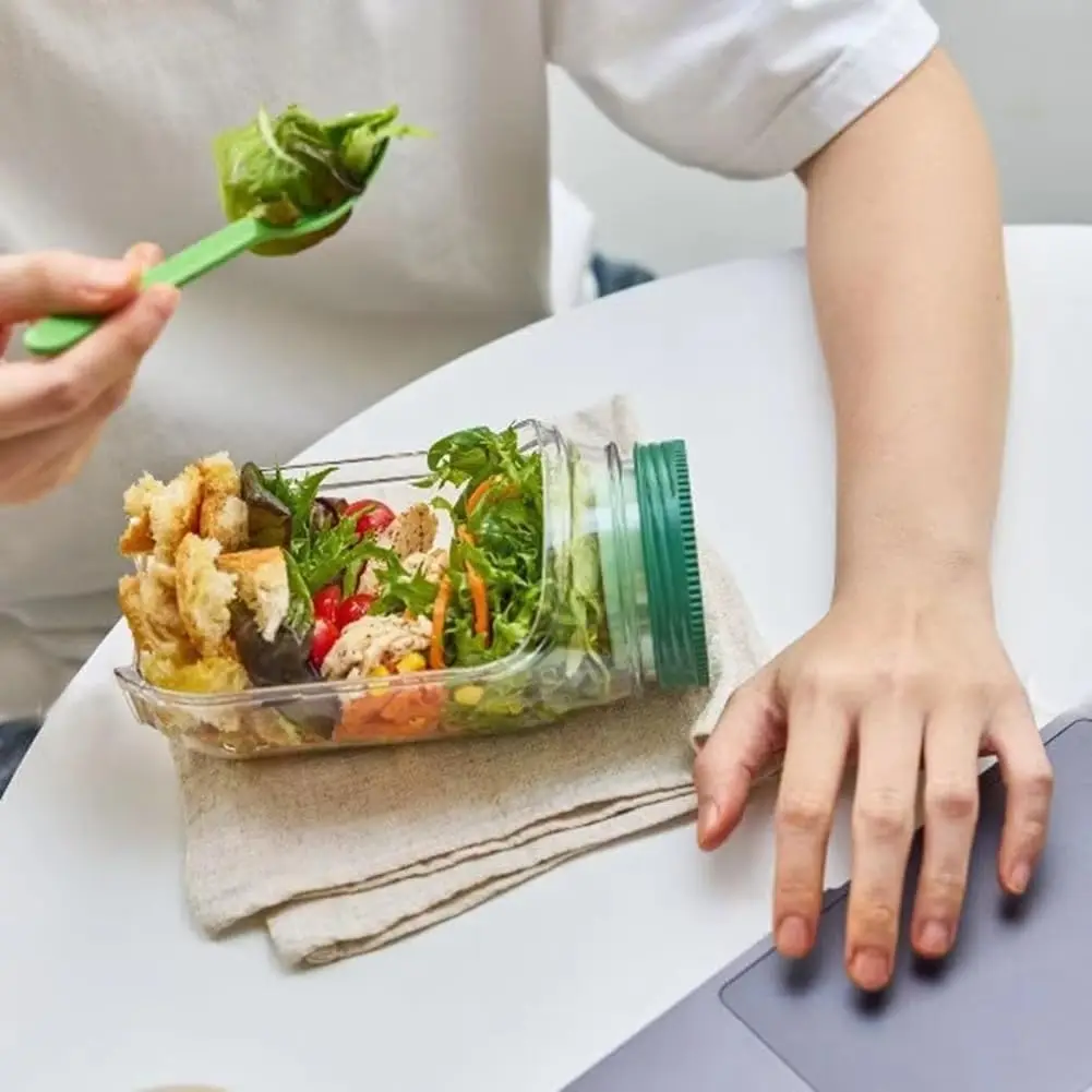 Cacerola para ensalada, cápsula para ensalada de capas verticales, tarro de plástico para almacenamiento de ensalada, sin BPA de calidad alimentaria, sellado a prueba de fugas, tarro transparente