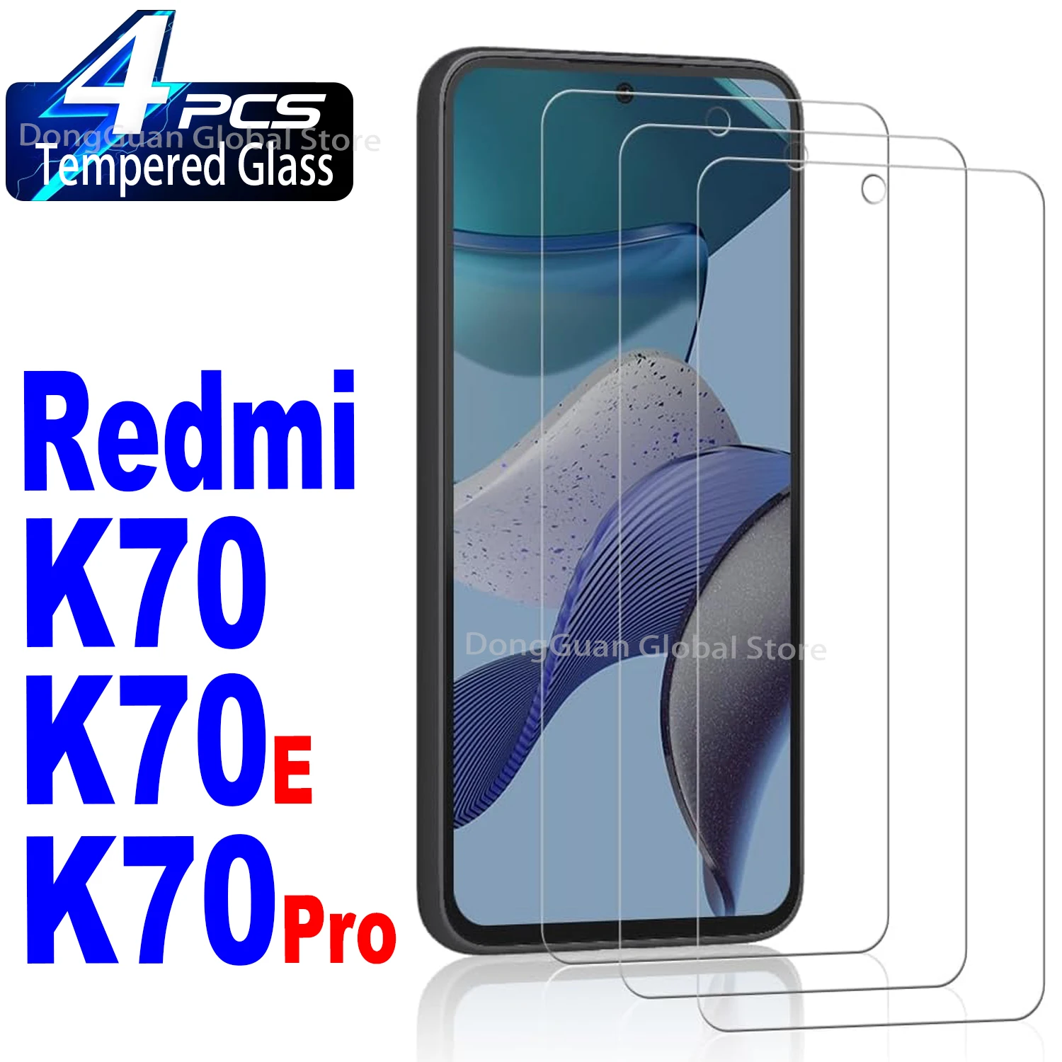 Vidrio templado para Xiaomi Redmi K70 K70Pro K70E, película protectora de pantalla, 2/4 Uds.