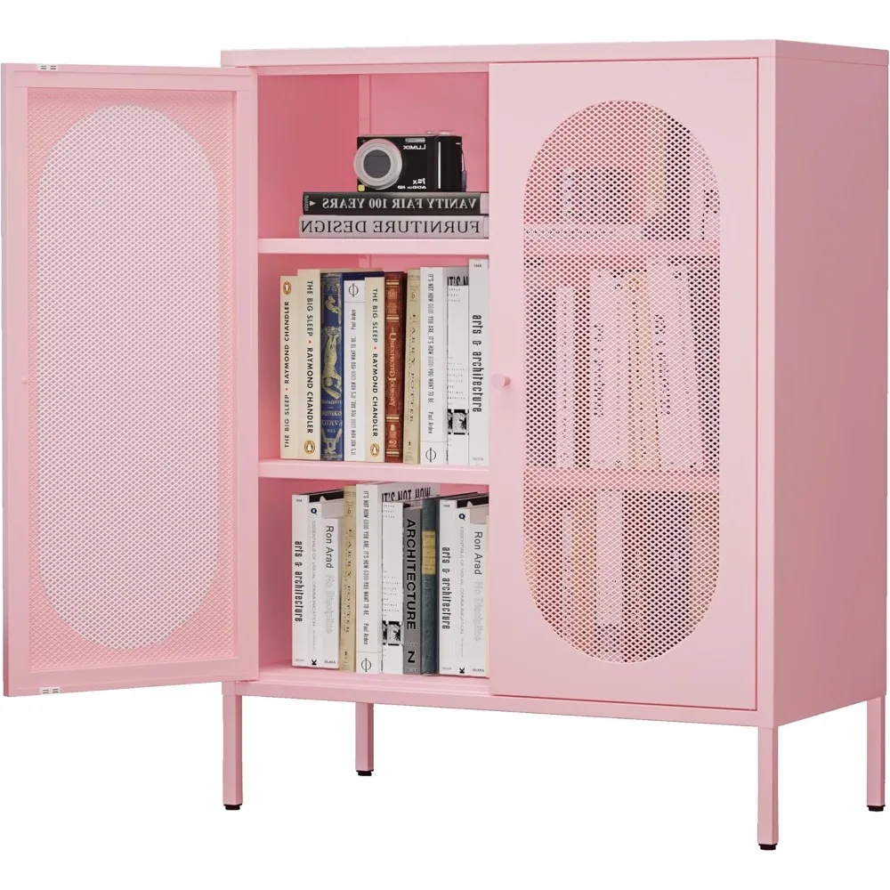 

2 Mesh Door Metal Storage Cabinet for Bed Room,Living Room,Home,Hotel,Office,Garage,Kitchen,3-Tier,2 Removable Shelves (Mesh Doo