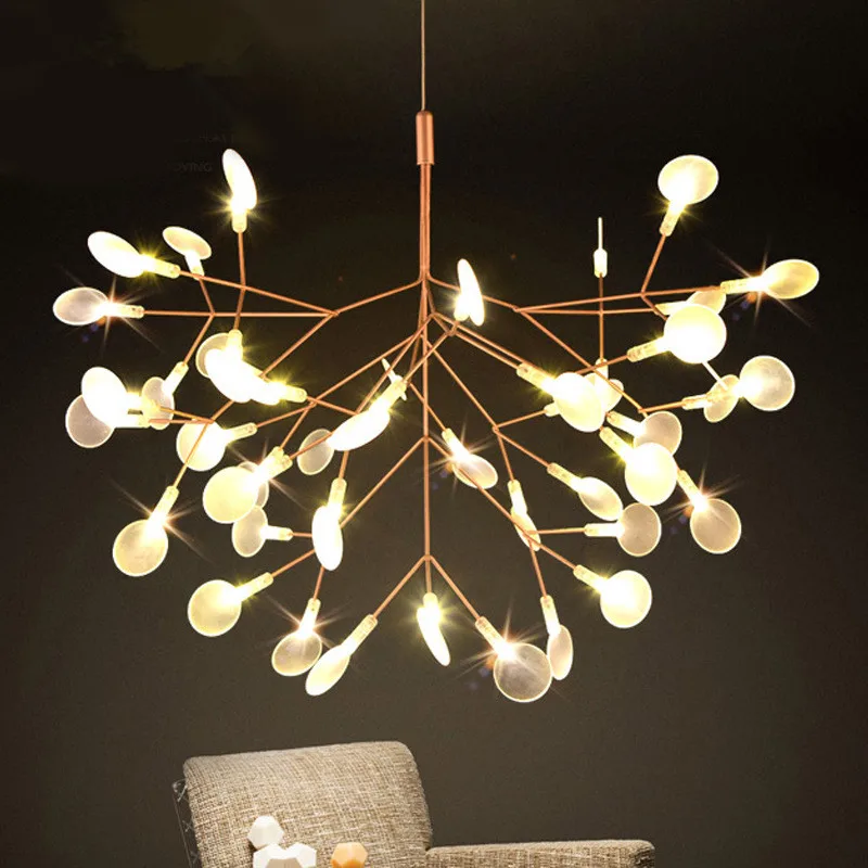 

Nordic ring chandelier Living Room Kitchen hallway postmodern Heracleum chandeliers Rose Gold/Black Branch design firefly lamp