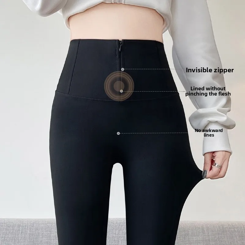 Novas Calças de Yoga de Cintura Alta com Forro em Couro Sintético para Mulheres, Outono Inverno, Controle de Barriga e Levantamento de Glúteos, Casual