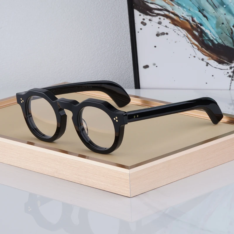 

High Quality Thick Acetate Round Glasses Frames Japanese Handmade For Men Women Designer Brand Vintage Fashion Eyeglasses