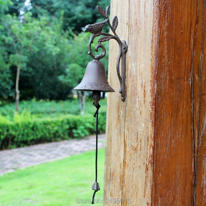 

Farmhouse Store Fairy Bell Wall Mounted Wrought Iron Single Bird Figure Jingle Dinner Bell