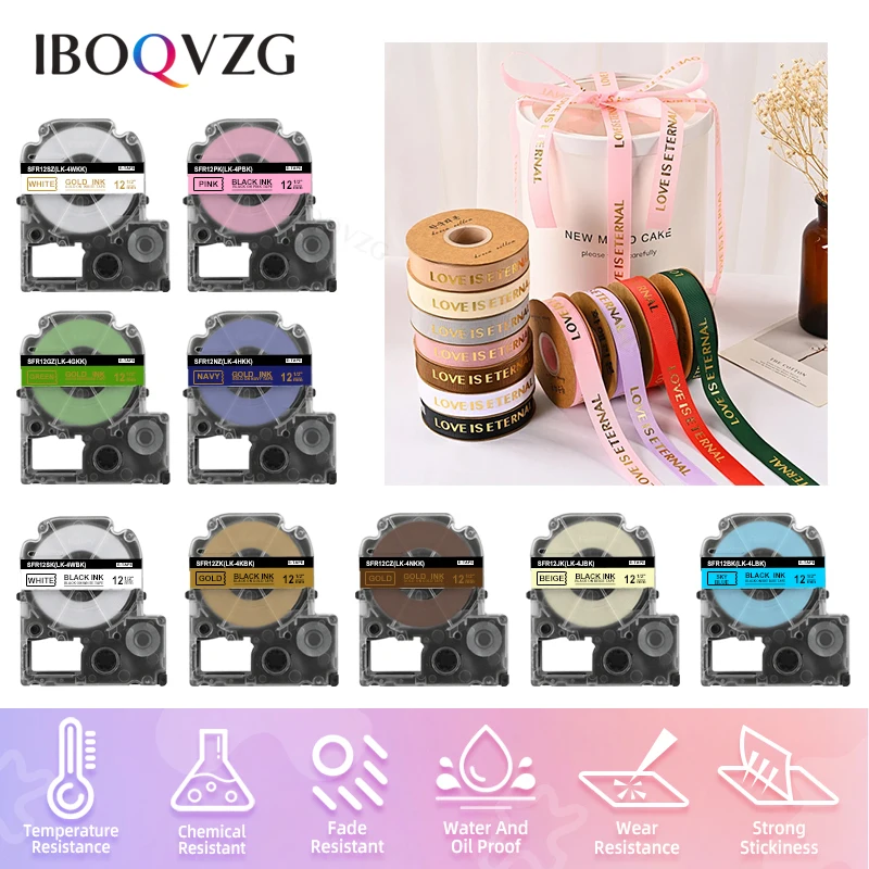 

IBOQVZG Best для упаковки подарков, атласная лента «сделай сам», 12 мм SFR12SK SA-4WKK SA-4KBK SA-4HKK SFR12PK, совместимая с принтером Epson
