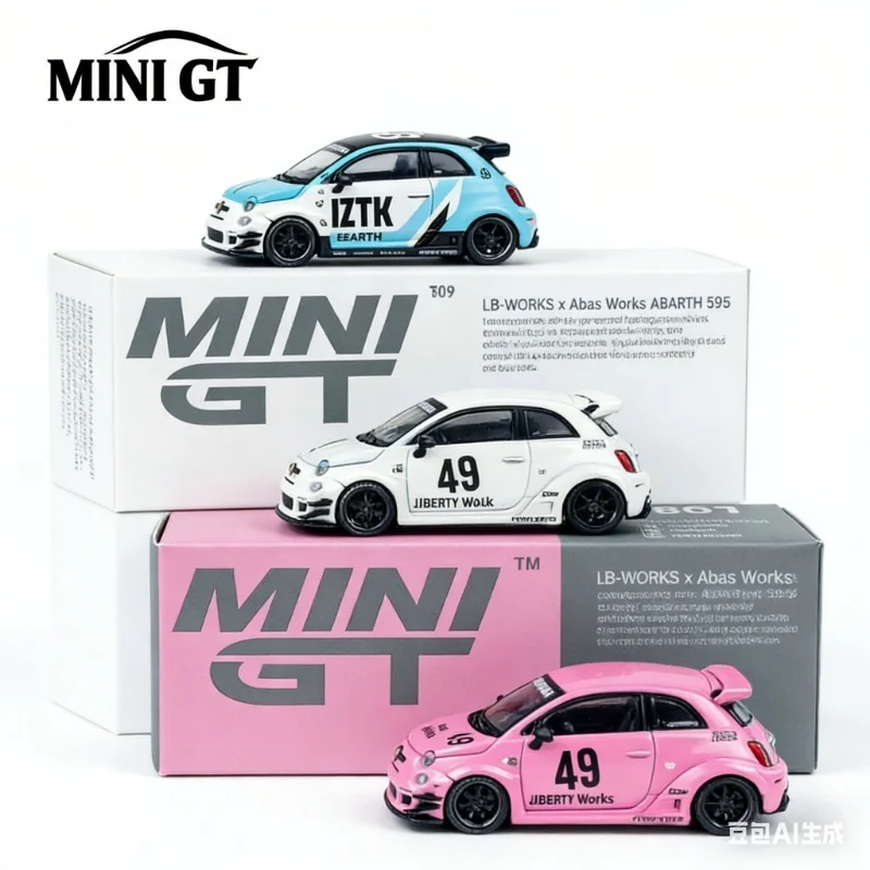 

MINI GT 1:64 литой под давлением из сплава Fiat ABARTH LB Abas 595 49 # Модель автомобиля с широким кузовом, реалистичная модель автомобиля, подарок для мальчика