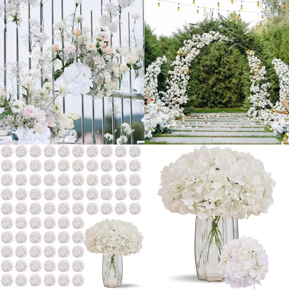 

Искусственные цветы гортензии из шелка цвета слоновой кости со стеблями для свадеб, дома, сада, детских праздников и декора для вечеринок