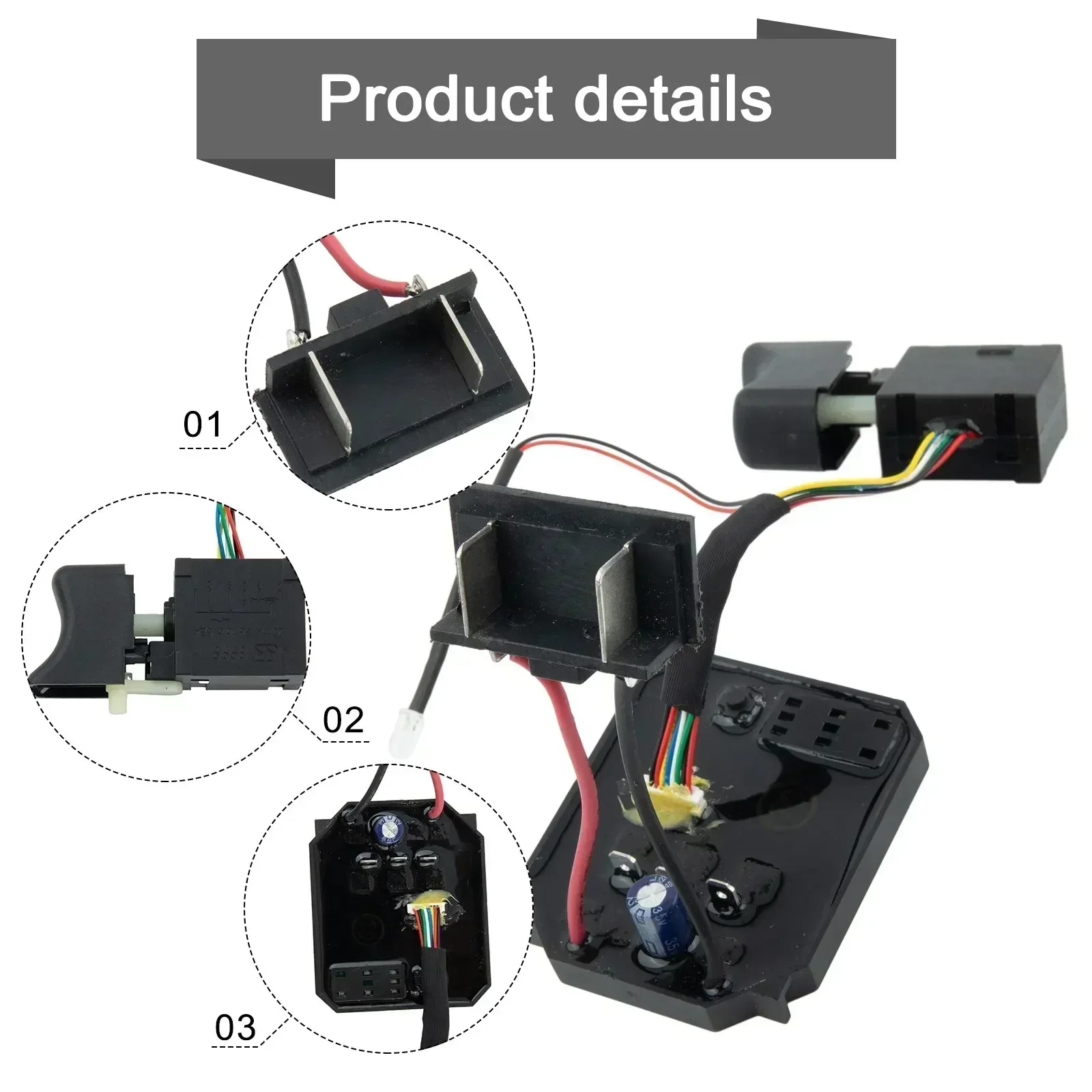 Tablero de Control de interruptor para Dayi 18V 21V, tablero de Control de accionamiento, llave eléctrica, accesorios de herramientas eléctricas adecuados para 2106/161/169