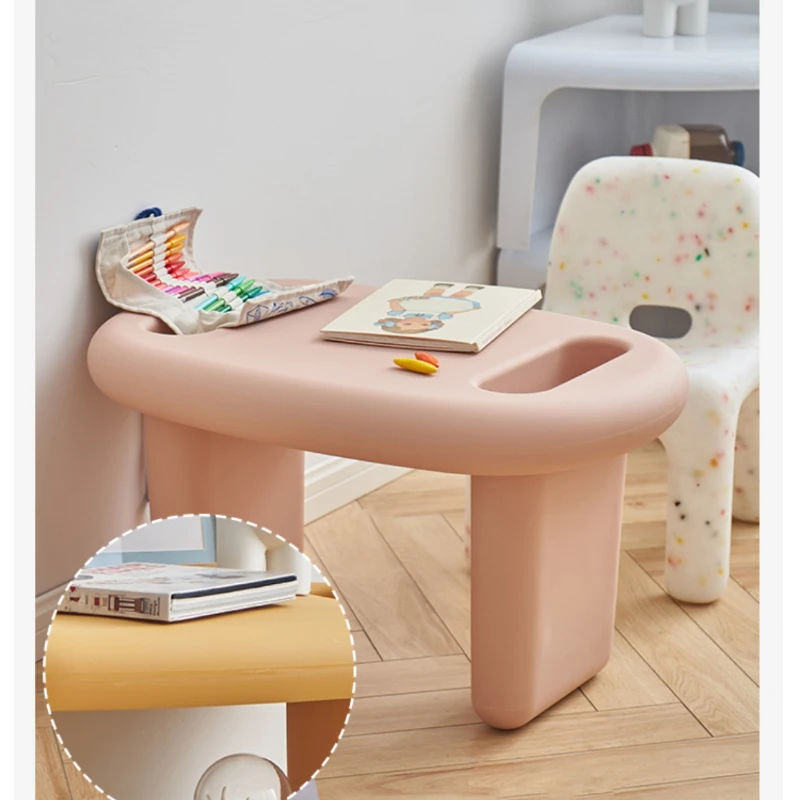 

Nordic PE Plastic Desks Chairs Writing Table Handcrafted Toy Tables Stackable Reading Mesas Small Dining Tables Ins Furniture