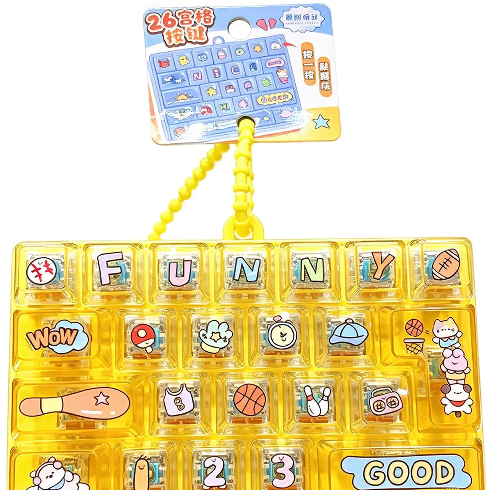 フィジェットキーボード-26キー-キュートなセンサリーバッグチャーム-おもちゃ-キーホルダー-キーボードフィジェット-女性-男性-子供-大人向け-プレゼント
