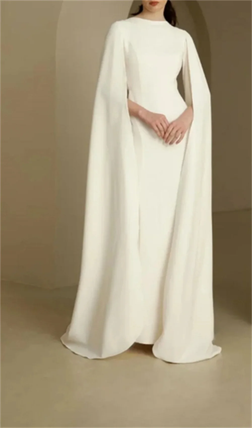 

Women's O Neck Shawl Long Sleeve Evening Wrought with Split Straight Dresses Wedding Party Dresses Formal Occasion Elegant Gowns