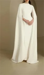 Women's O Neck Shawl Long Sleeve Evening Wrought with Split Straight Dresses Wedding Party Dresses Formal Occasion Elegant Gowns