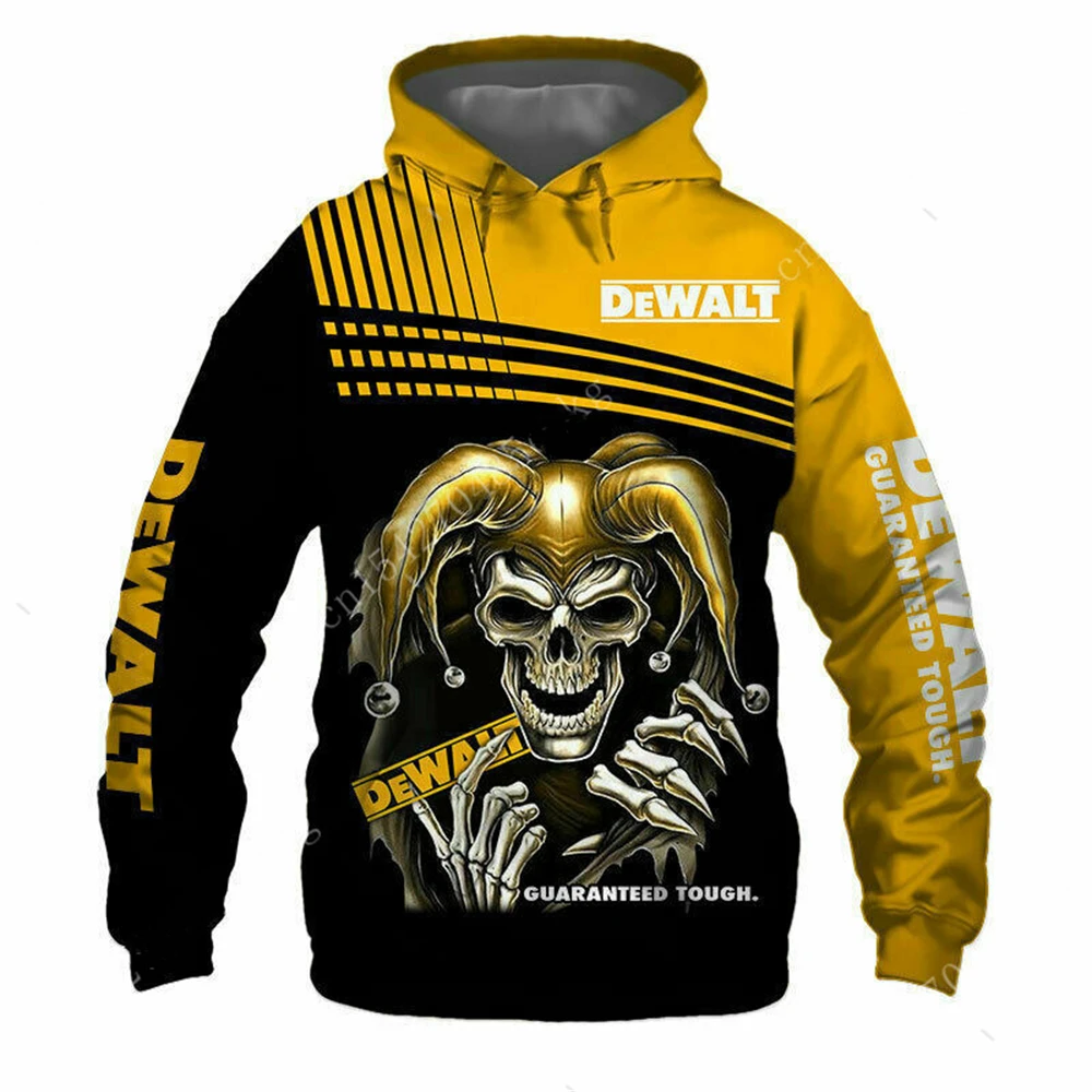 2024 Hot Selling 3D Printing DEWALT Power Tool Equipment Pattern Fashion Sportswear Casual Engineering Equipment Pattern Hoodie