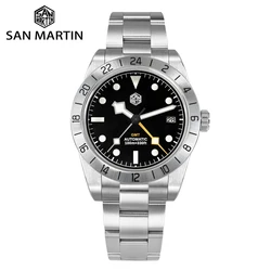 San Martin-Relógio Masculino Vestido de Negócios, Sapphire Mecânico Automático, Date Windows, BGW9, NH34, 39mm, BB, GMT, Luxo