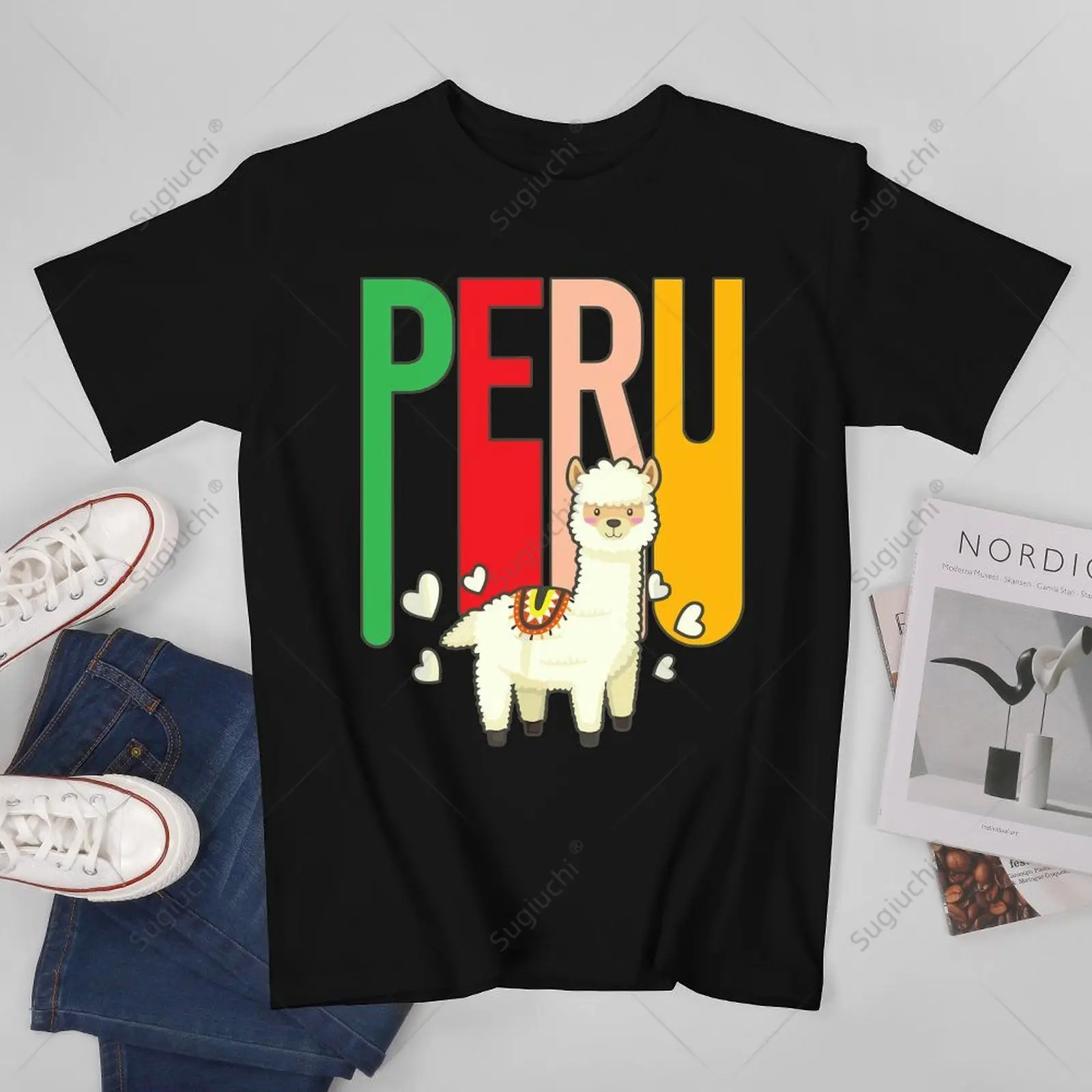 Unisex Men Cute Peruvian Alpaca Product Llama From Peru Tshirt Tees T Shirts Women Boys 100% Cotton T-Shirt